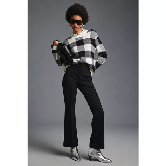 NWT Anthropologie Black & White Buffalo Check Collared Knit Pullover, Size S - Picture 1 of 6